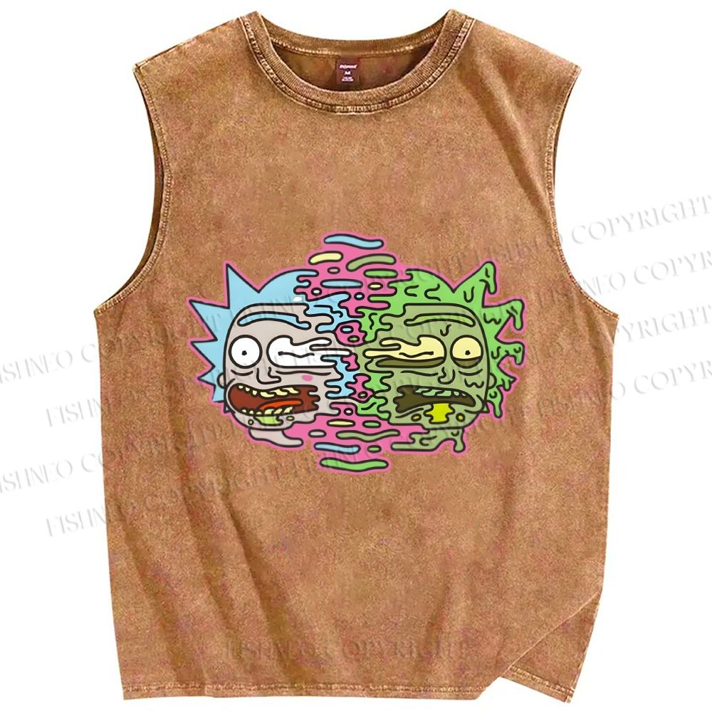 Unisex Rick And Morty Divided Rick Printed Washed Tank Top