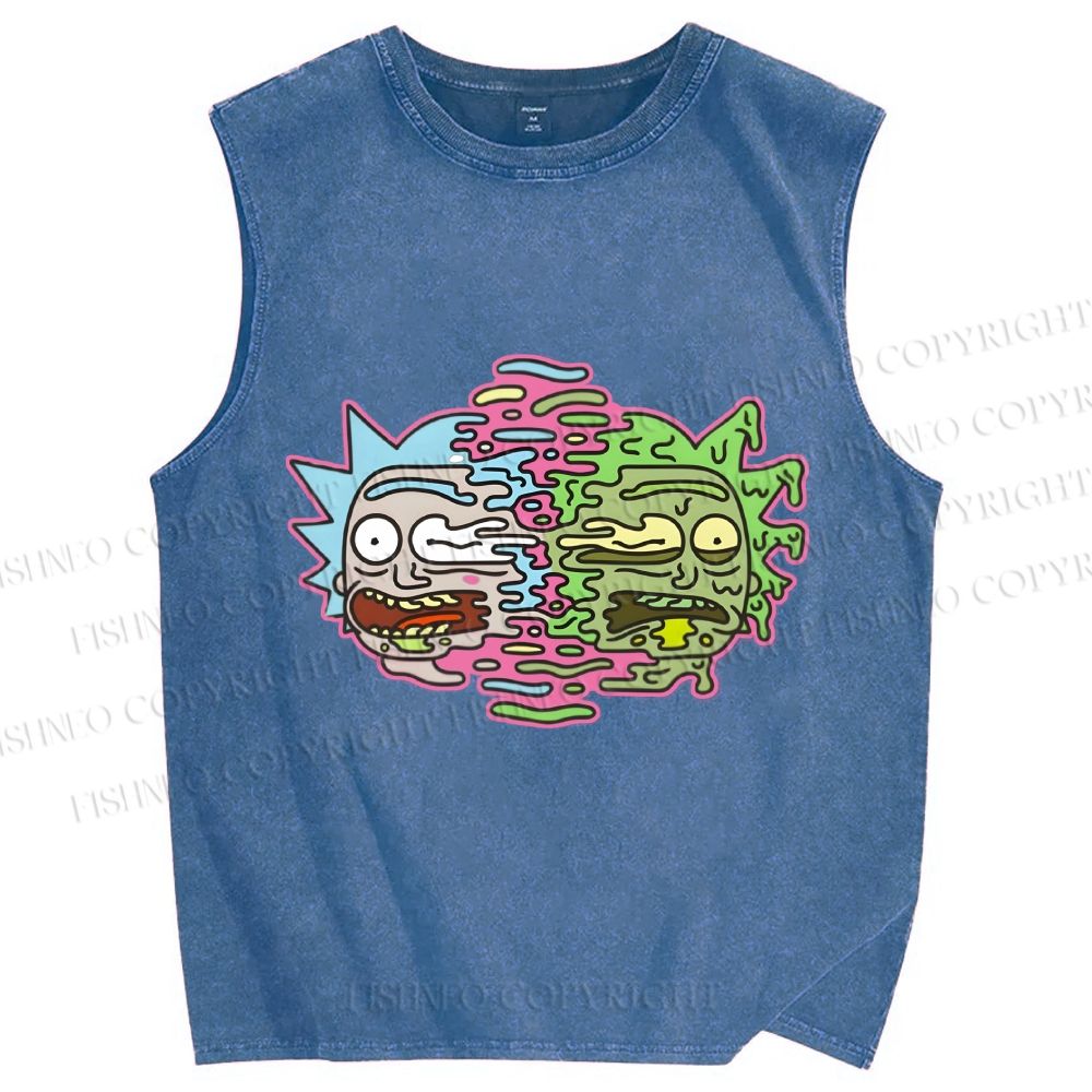 Unisex Rick And Morty Divided Rick Printed Washed Tank Top