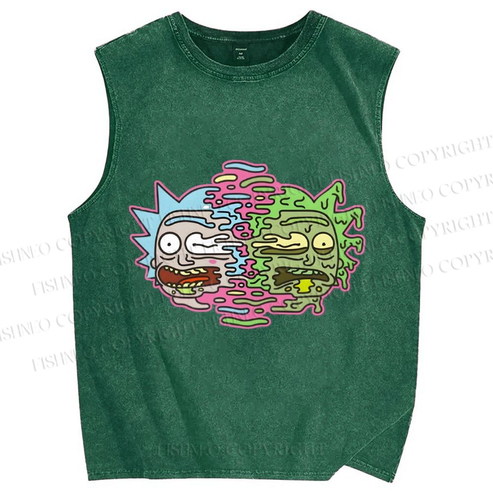 Unisex Rick And Morty Divided Rick Printed Washed Tank Top