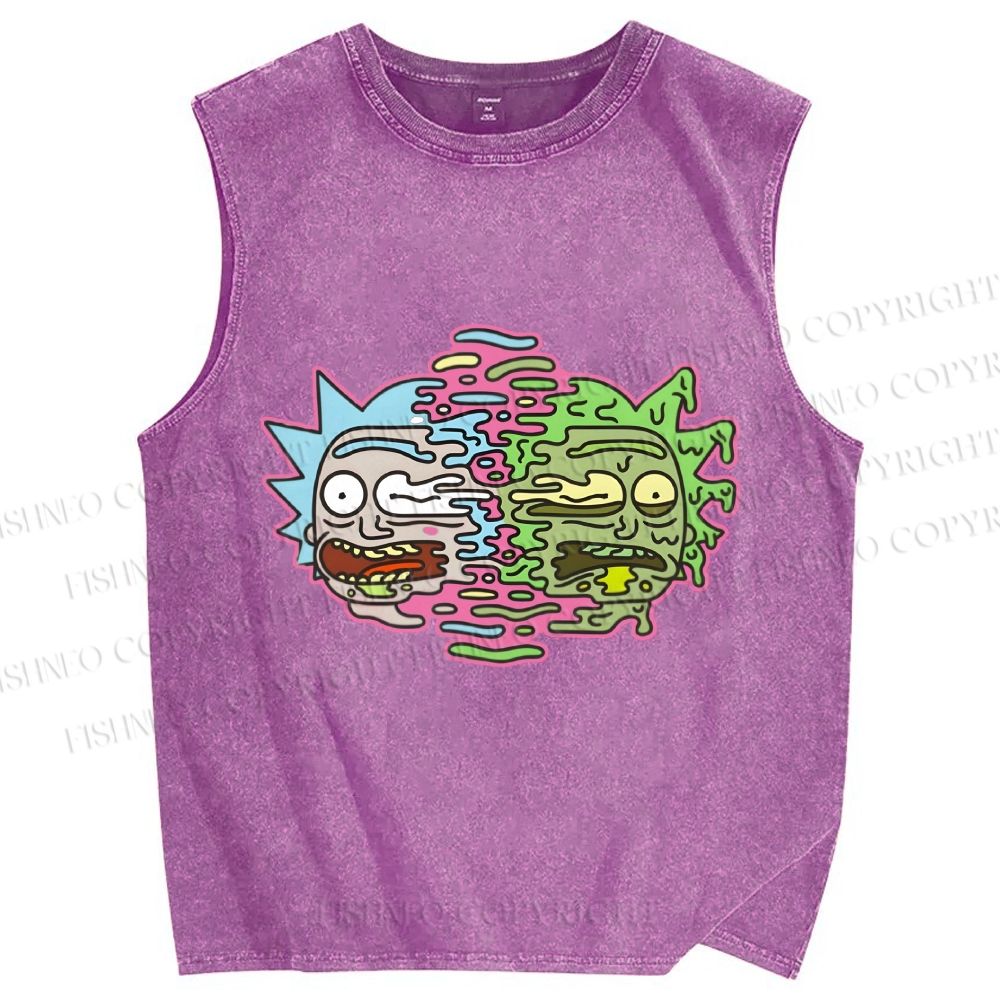 Unisex Rick And Morty Divided Rick Printed Washed Tank Top