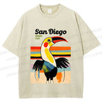 Unisex San Diego Big Mouth Bird Printed Washed Tee