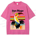 Unisex San Diego Big Mouth Bird Printed Washed Tee