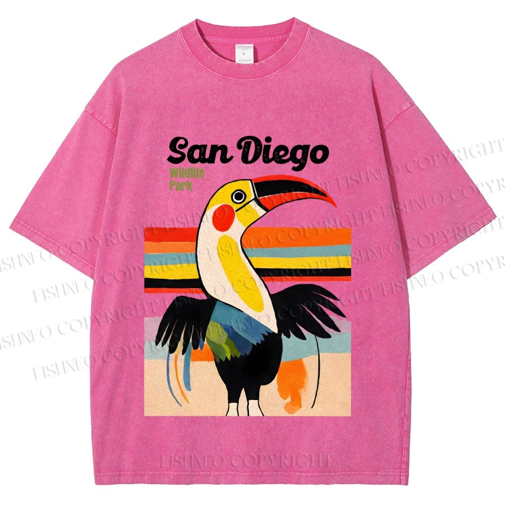 Unisex San Diego Big Mouth Bird Printed Washed Tee