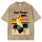 Unisex San Diego Big Mouth Bird Printed Washed Tee