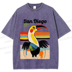 Unisex San Diego Big Mouth Bird Printed Washed Tee