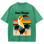 Unisex San Diego Big Mouth Bird Printed Washed Tee