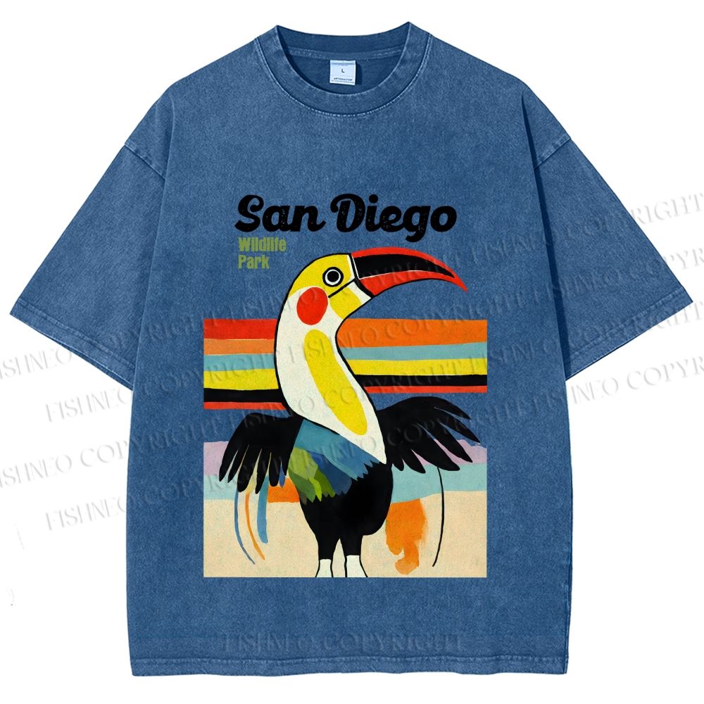 Unisex San Diego Big Mouth Bird Printed Washed Tee