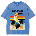 Unisex San Diego Big Mouth Bird Printed Washed Tee