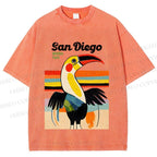 Unisex San Diego Big Mouth Bird Printed Washed Tee