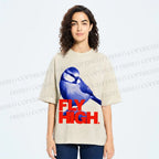 Unisex Blue Bird Fly High Printed Washed Tee