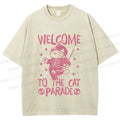 Unisex Welcome To The Cat Parade Printed Washed Tee