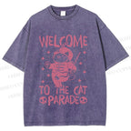 Unisex Welcome To The Cat Parade Printed Washed Tee