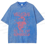 Unisex Welcome To The Cat Parade Printed Washed Tee