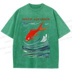 Unisex Tokyo Aquarium Koi Fish Printed Washed Tee