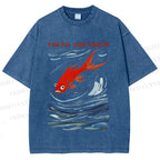 Unisex Tokyo Aquarium Koi Fish Printed Washed Tee