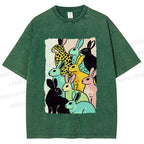 Unisex Rabbits Printed Washed Tee