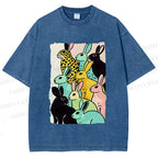 Unisex Rabbits Printed Washed Tee