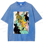 Unisex Rabbits Printed Washed Tee