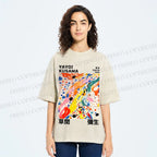 Unisex Yayoi Kusama Multicolor Dots Printed Washed Tee