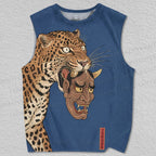 Unisex Cheetah And Devil Mask Printed Tank Top