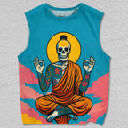 Unisex Skeleton Monk Printed Tank Top
