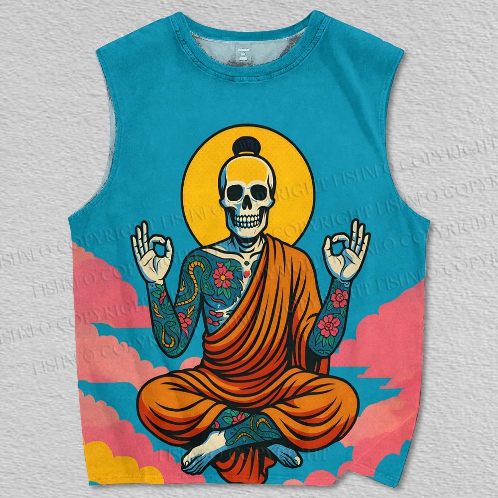 Unisex Skeleton Monk Printed Tank Top