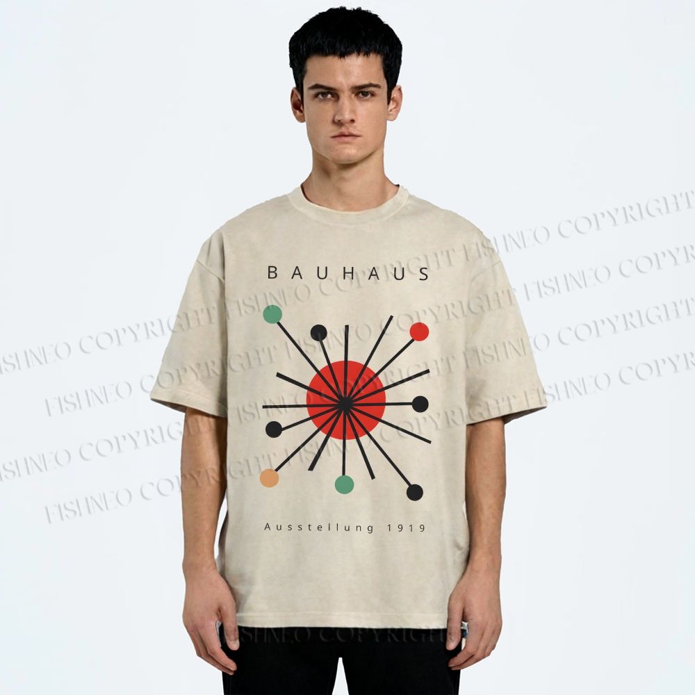 Unisex Bauhaus Geometry Printed Washed Tee