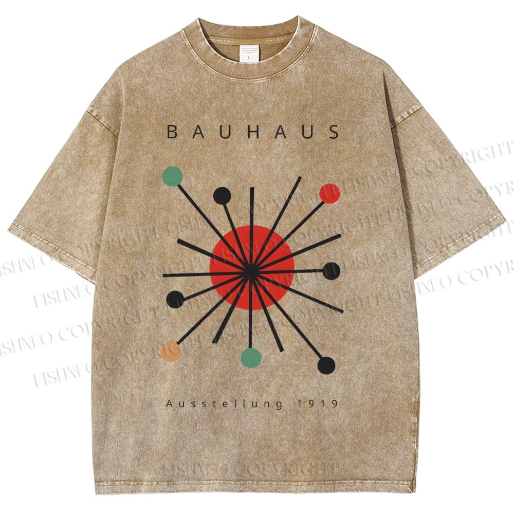 Unisex Bauhaus Geometry Printed Washed Tee