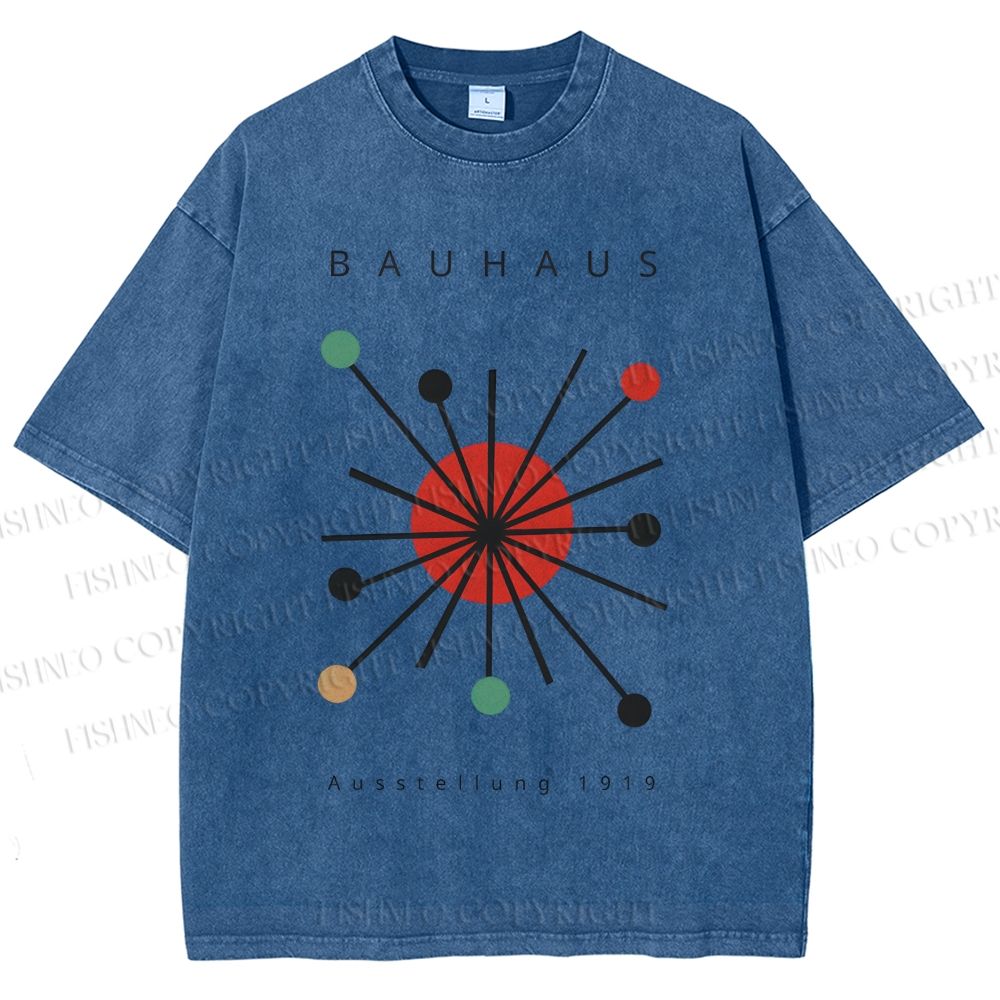 Unisex Bauhaus Geometry Printed Washed Tee