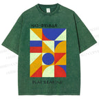Unisex Bauhaus Colorful Geometry Printed Washed Tee