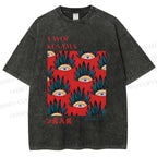 Unisex Yayoi Kusama Art Eyes Printed Washed Tee