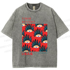 Unisex Yayoi Kusama Art Eyes Printed Washed Tee