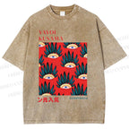 Unisex Yayoi Kusama Art Eyes Printed Washed Tee