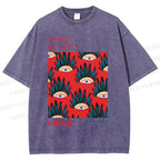 Unisex Yayoi Kusama Art Eyes Printed Washed Tee