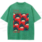 Unisex Yayoi Kusama Art Eyes Printed Washed Tee