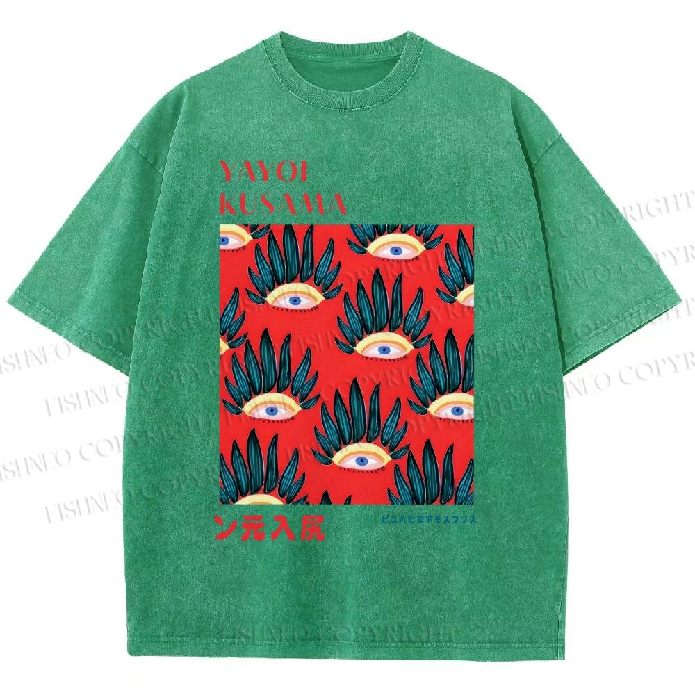 Unisex Yayoi Kusama Art Eyes Printed Washed Tee