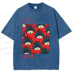 Unisex Yayoi Kusama Art Eyes Printed Washed Tee