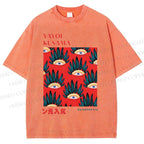 Unisex Yayoi Kusama Art Eyes Printed Washed Tee