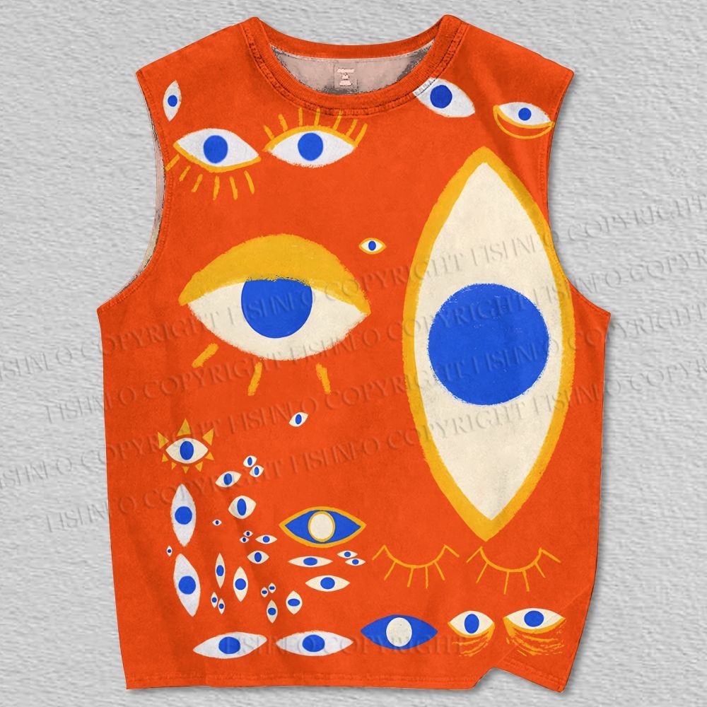 Unisex Art Abstract Eyes Printed Tank Top