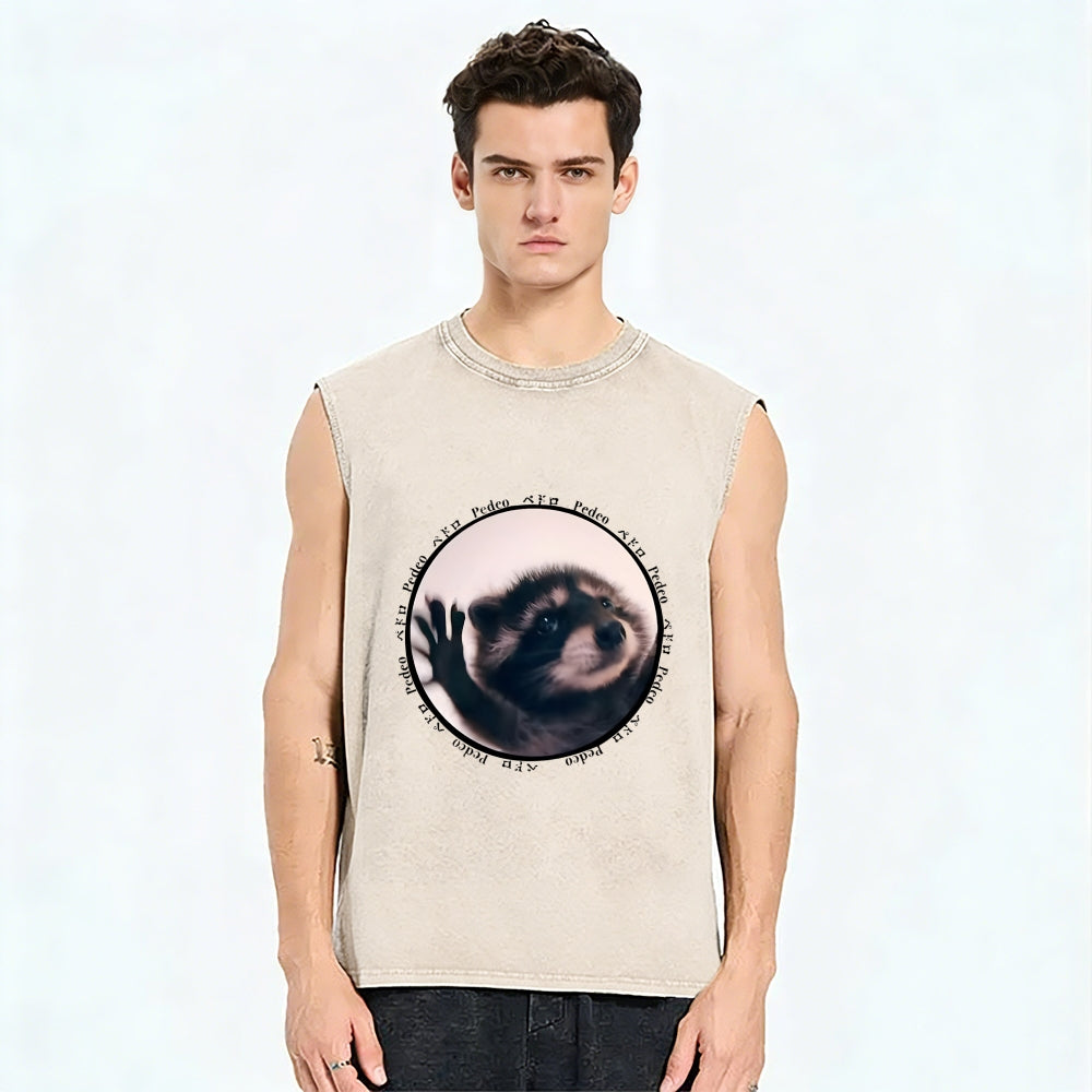 Pedro Funny Meme Raccoon Vintage Distressed Washed Tank Top