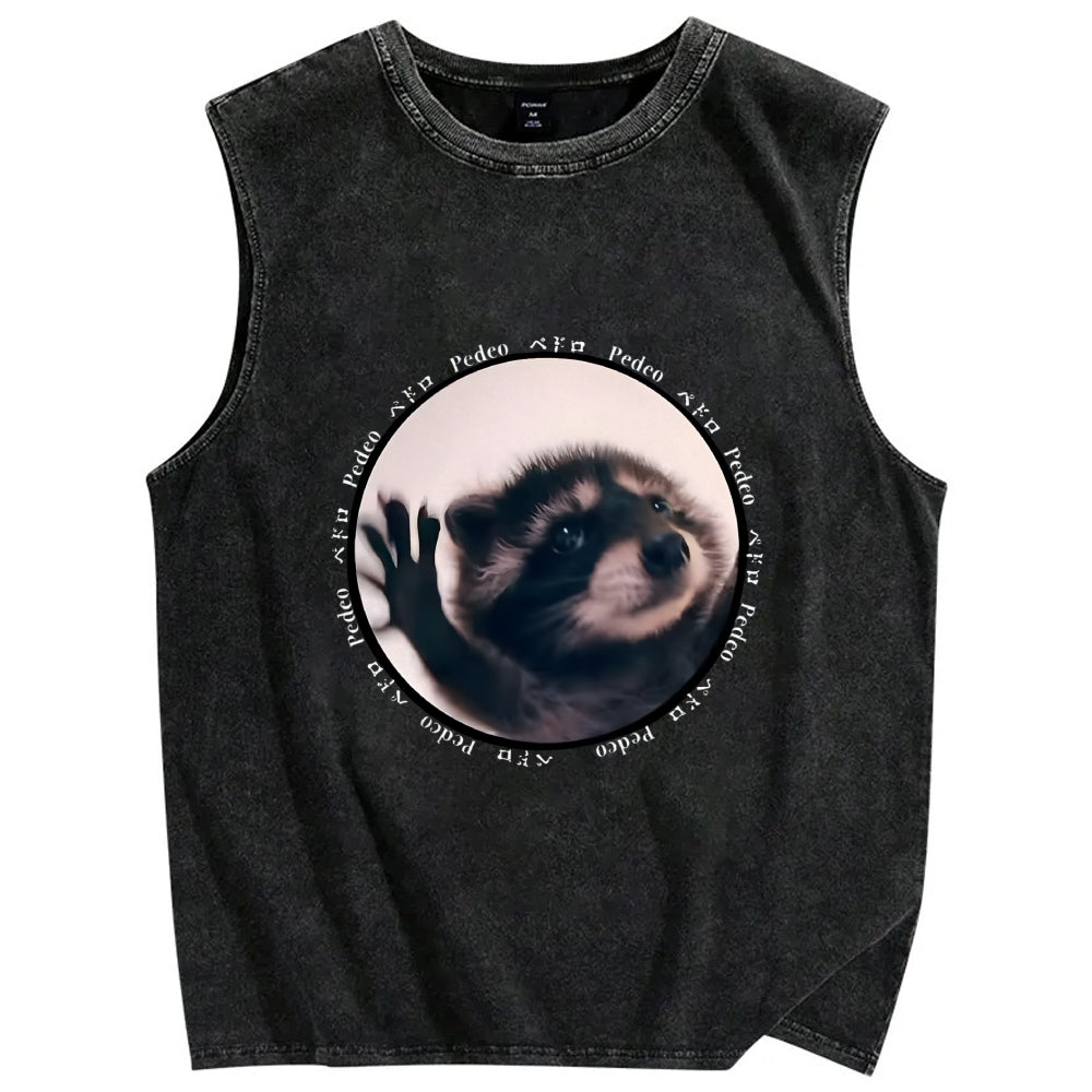 Pedro Funny Meme Raccoon Vintage Distressed Washed Tank Top
