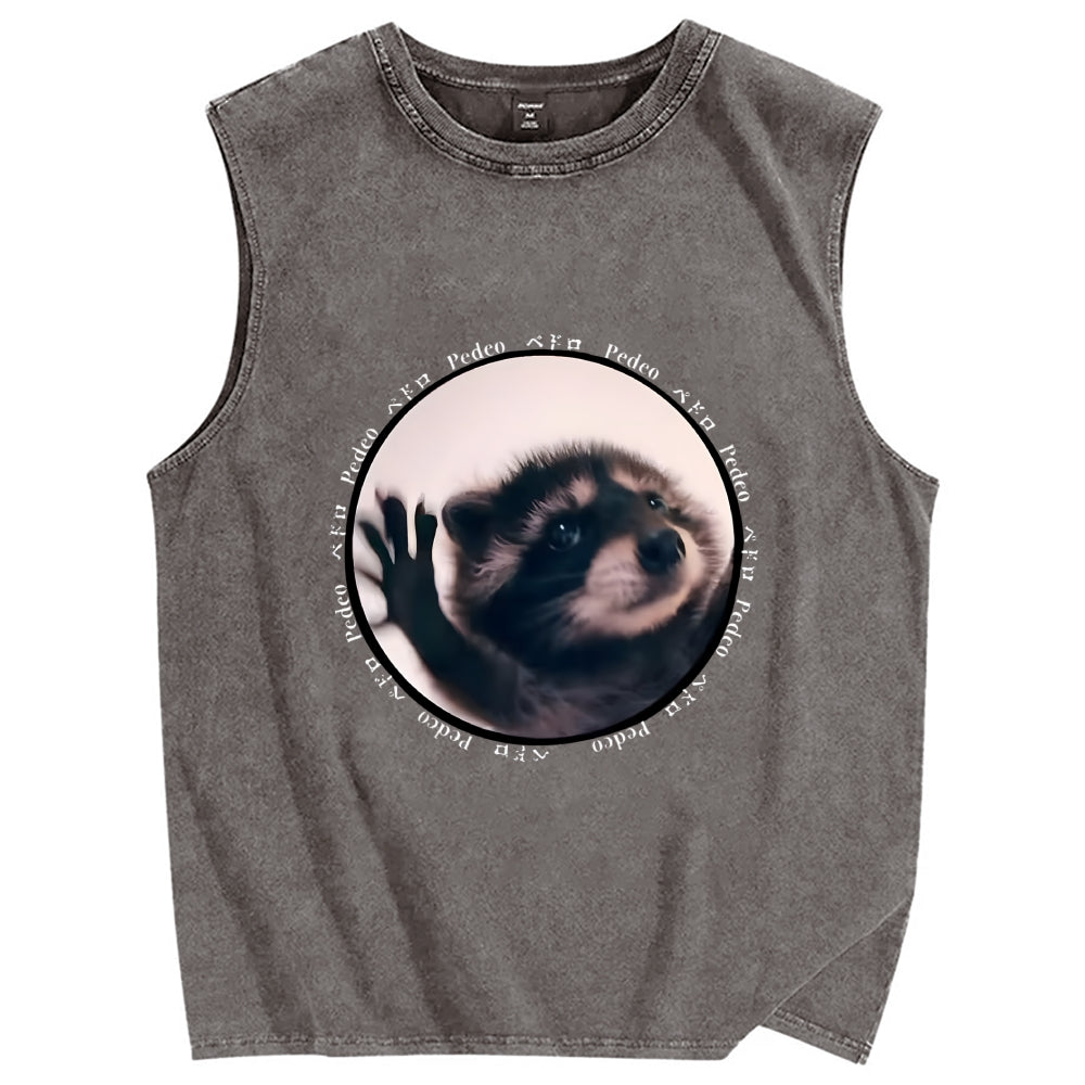 Pedro Funny Meme Raccoon Vintage Distressed Washed Tank Top