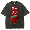 Unisex Devil Ramen Printed Washed Tee