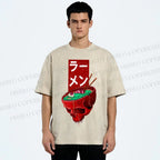 Unisex Devil Ramen Printed Washed Tee