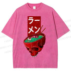 Unisex Devil Ramen Printed Washed Tee