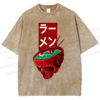 Unisex Devil Ramen Printed Washed Tee