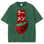 Unisex Devil Ramen Printed Washed Tee