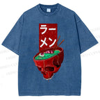 Unisex Devil Ramen Printed Washed Tee