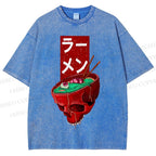 Unisex Devil Ramen Printed Washed Tee