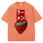 Unisex Devil Ramen Printed Washed Tee